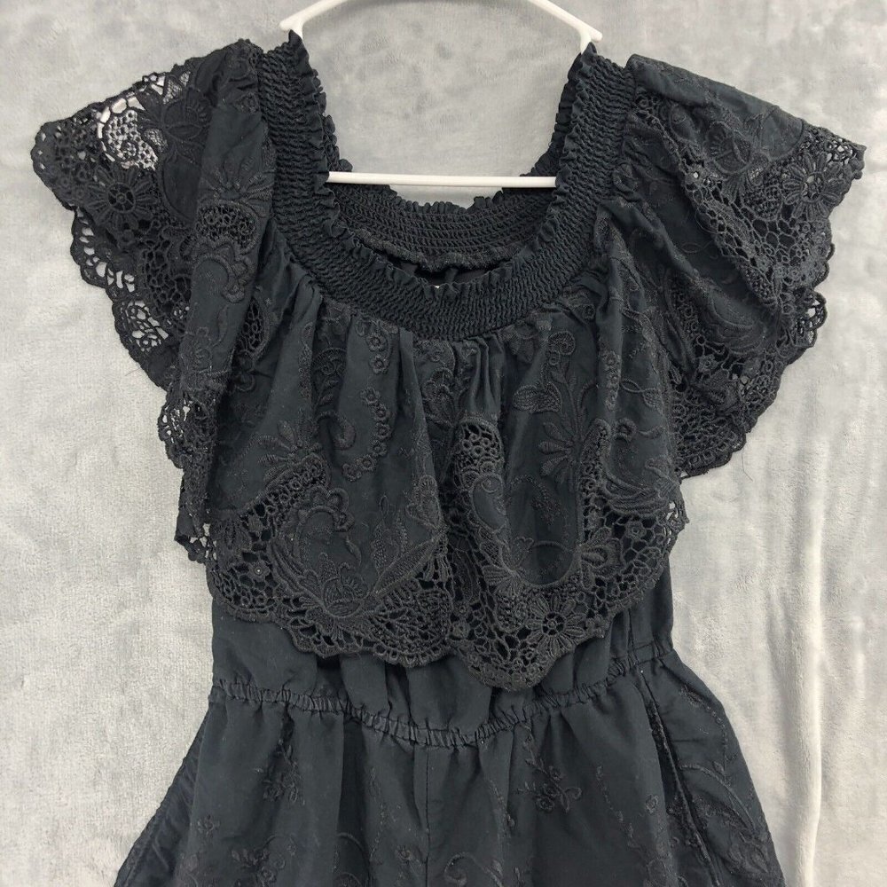 Abercrombie Fitch Romper Womens XS Black Lace Lined Boho Chic Shorts - Picture 3 of 8
